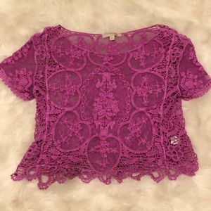 See through purple blouse